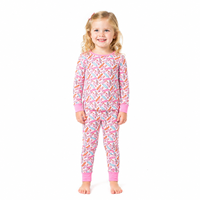 Ensemble pyjama OEM/ODM pour fillettes, imprimé planche de surf, 2-7 ans, manches longues, coton respirant, vêtements de détente pour enfants, pour dormir