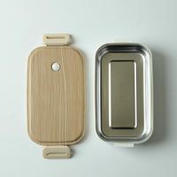 Boîte à lunch bento en bois grainé, 2 compartiments, étanche, sans BPA, écologique, compatible micro-ondes, pour le bureau, l'école, les voyages
