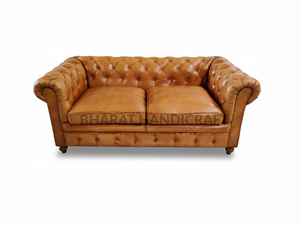 Sofá Chesterfield de Cuero de 2 Plazas, Diseño Clásico Tapizado, Asientos Profundos y Cómodos, Elegante y Duradero, Perfecto para la Sala de Estar - Product Image 5
