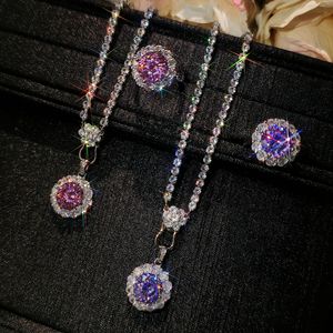 Conjunto de Joyerí<span class=keywords><strong>a</strong></span> de Moda para Mujer: Collar con Colgante de Girasol con Corte Starlight y Anillo de Cobre de Lujo con Diamantes de Colores, Éxito de Ventas de Fábrica - Product Image 1