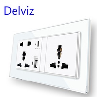 Prise de courant universelle multifonctionnelle Delviz International 13A, 18W Type C charge rapide port USB 5V, prise électrique murale