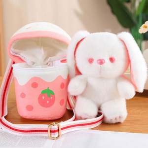 2 en 1 creativo nuevo lindo perro oso conejo animales de peluche en taza de té de la leche bolsa de felpa regalos para niños - Product Image 3