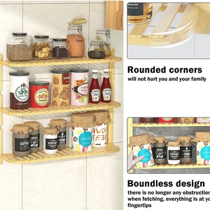 Estante de baño de bambú de 3 niveles, estante de almacenamiento montado en la pared para accesorios de baño - Product Image 4