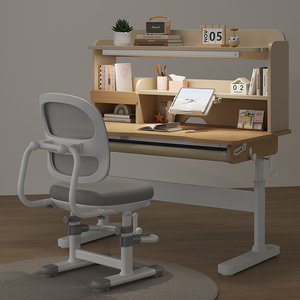 Escritorio de aprendizaje para niños de alta calidad, muebles para el hogar ajustables en altura, mesa de estudio ergonómica de madera para niños y silla con estantería - Product Image 4