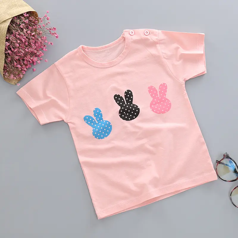 Atacado Boa qualidade dos desenhos animados impressão 100 algodão bebê menina crianças T shirt Tops para criança npy crianças