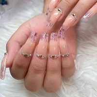 Ongles décoratifs design personnalisé, ongles acryliques de jeune femme, ongles longs, fournisseur de ballerine