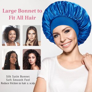 Gorro ajustable de felpa suave y sedosa para el cuidado del cabello largo de adultos, ideal para dormir por la noche, disponible en varios colores y tallas medianas. - Product Image 4