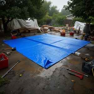 Bâche à œillets multi-usages 4x5m en polyéthylène 90 g/m², imperméable, pour extérieur - Product Image 3