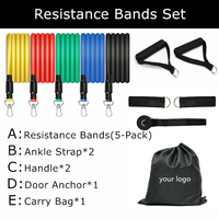 Ensemble de bandes de résistance en latex naturel haute résistance, bandes d'exercice codées par couleur avec poignées en mousse pour l'entraînement physique