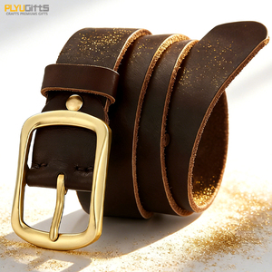 Cintura da Uomo in Vera Pelle di Vacchetta di Alta Qualità, Nera/Marrone, Stile Vintage Casual per Jeans, con Fibbia Personalizzabile - Product Image 1