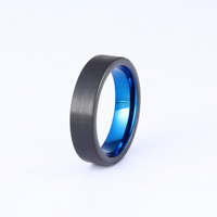 Bague de mariage pour homme en acier inoxydable plaqué bleu-noir, 6 mm et 8 mm, surface brossée, ajustement confortable, vente en gros, stock en vrac
