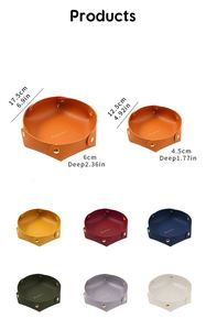 Custom logo Printed Leather Nordic Style Small Detachable Hexagonal Desktop Storage <b>Box</b> Keys Cosmetics Jewelry Household Tray - Product Image 3