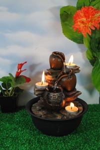 Fontana a cascata da tavolo antica con fontana a base d'acqua Buddha Zen con loto a LED - Product Image 4