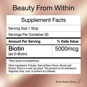 Tiras de Vitaminas Orales Completamente Disolubles OEM para un Cabello Más Fuerte y Grueso, una Piel Radiante y Brillante con Biotina 5000mcg, Colágeno y Queratina - Product Image 2
