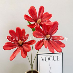 Flor Artificial de Seda Roja de una Sola Rama, 50g, Decoración para Interiores y Exteriores, Accesorios para Bodas y Hogar - Product Image 5