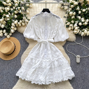Abito da donna in pizzo alla francese, alla moda, che avvolge la vita, dal <span class=keywords><strong>look</strong></span> snellente ed elegante. Gonna a forma di A. - Product Image 4