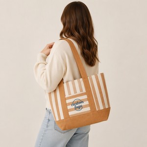 Bolso de playa de gran tamaño, de lona de algodón, reutilizable, con bolsillo interior para mujer, para vacaciones de verano, natación, viajes. - Product Image 1