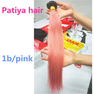 Productos Más Populares para la Belleza Femenina, Color 1b/Rosa, Cabello Humano Peruano Liso, Doble Trama, Ombre Rosa y Negro, Extensiones de Cabello - Product Image 3
