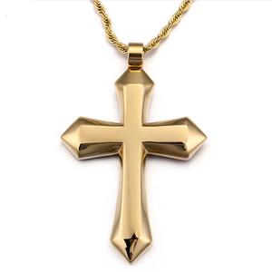 Collana di gioielli 316 in acciaio inossidabile con ciondolo a croce spessa 3D placcato in <span class=keywords><strong>oro</strong></span> 18k collana Hip Hop retrò di alta qualità da uomo - Product Image 1
