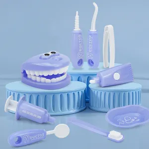 Nova educação pré-escolar fingir jogar, ferramenta de saúde, brinquedos, conjunto de 9 peças, modelo de dentes, kit médico de brinquedo