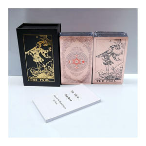 Impresión personalizada, 7x12cm, 78 tarjetas originales de Tarot, cubierta de tarjeta de oro de lujo, <span class=keywords><strong>oráculo</strong></span>, con guía en inglés, venta al por mayor - Product Image 1