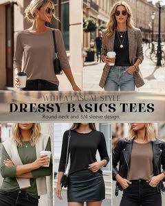 Camisetas de Manga Corta para Mujer, Cuello Redondo, Estilo Básico Elegante, Casual, Moderno, Corte Holgado - Product Image 3