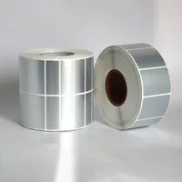 Ventes directes d'usine mat argent blanc PET étiquette adhésive papier brillant fini muet argent autocollant rouleaux