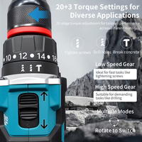 Perceuse à percussion sans balais 21V, outil électrique industriel et domestique haute performance 50 Nm, moteur tout cuivre
