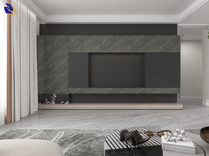 Film <span class=keywords><strong>PVC</strong></span> non adhésif à motif de pierre métallique gris luxueux pour <span class=keywords><strong>panneau</strong></span> mural, porte de placard, meubles. - Product Image 6