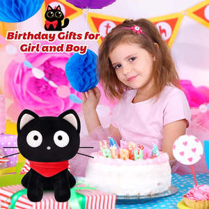 Vente en gros d'usine Jouet en peluche chat noir kawaii avec écharpe rouge 8 pouces Grands yeux Chat en peluche doux pour garçons et filles - Product Image 4