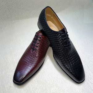 Chaussures habillées élégantes pour hommes en cuir véritable faites à la main, patchwork gaufré, respirantes avec doublure en coton, collection automne - Product Image 4