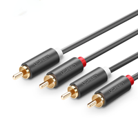 Kabel RCA UGREEN 6FT 2RCA Male ke 2RCA Male Kabel Audio Stereo Berlapis Emas Adaptor Subwoofer Audio Mobil