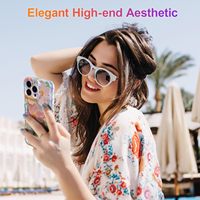 Coque de téléphone élégante en TPU avec motif floral imprimé style peinture à l'huile rétro colorée, finition brillante laser et bord ondulé pour iPhone 13 14 15 16 17