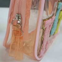 Sac de maquillage matelassé avec lettres roses, 10 pièces, pochette de soin de peau, en PVC, pour voyage, sacs cosmétiques transparents pour femmes