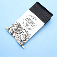 Sachet d'emballage de café en papier kraft personnalisé avec fermeture thermoscellable pour grains de café entiers et haricots noirs, avec lien métallique