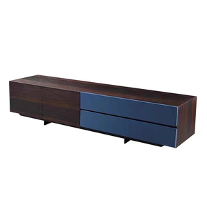 Italian minimalist TV cabinet Modern simple smoked wood color living room floor combination TV stand