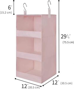 Organiseurs de placard suspendus pliables, étagères suspendues à 3 niveaux pour casier, rose - Product Image 3