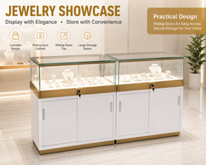 Vitrine d'exposition de bijoux LED écologique personnalisée LUX avec miroir au dos pour les magasins de détail et les expositions - Product Image 1