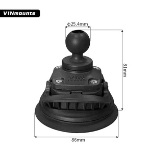 VINmounts 1inch Suction Cup Mount <b>Stand</b> Holder 360 Degree Rotating Rubber Ball Aluminium Alloy Rubber Camera/Mobile <b>Stand</b> - Product Image 2