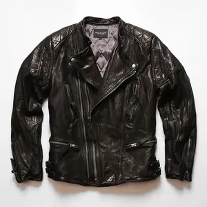 Современная кожаная одежда, модное мужское мотоциклетное пальто с Диагональной молнией, мужская куртка из натуральной кожи, пальто из овчины