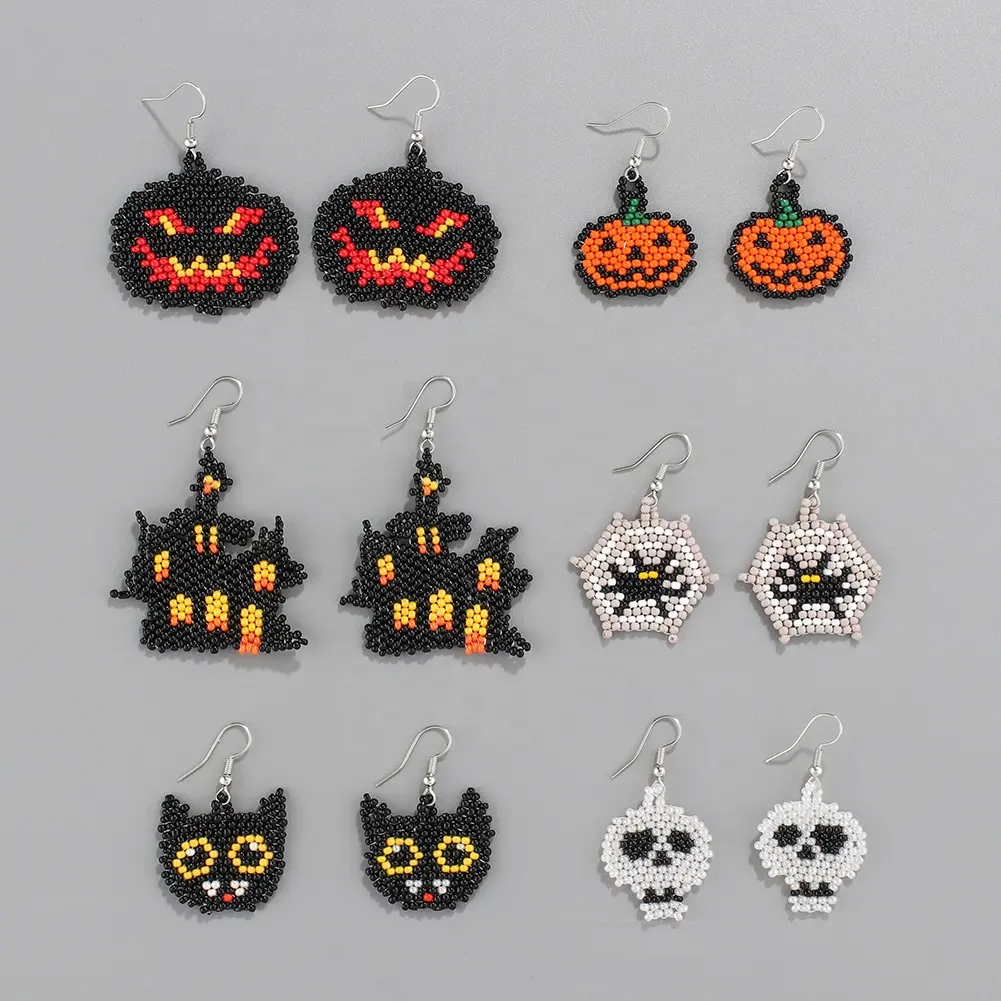 Funny Halloween earrings Unique Skeleton Ghost Earrings Cat Pumpkin Earrings for Girl Women Gifts