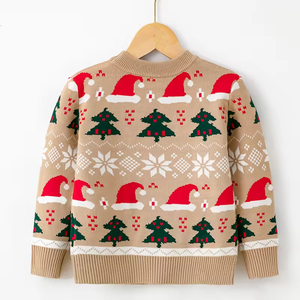 Pull de Noël à manches longues pour enfants, en coton, avec décorations de rennes, flocons de neige et dinosaures, col rond pour enfants - Product Image 2