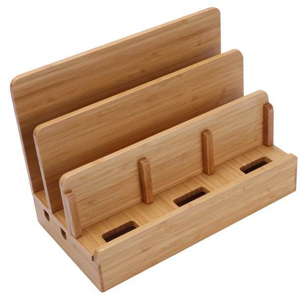 Bamboo Charging Station for Multiple Devices Docking Organizer Holder for Home and Office
