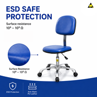 Chaise en cuir PU antistatique Leenol ESD, chaise industrielle réglable en hauteur, dossier en cuir PU pour usine électronique