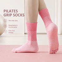 Chaussettes de Pilates personnalisées avec logo, antidérapantes, respirantes, en coton, pour yoga, fitness, barre, studio, femmes, OEM, ODM, chaussettes à grip