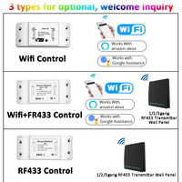Interrupteur intelligent Wifi RF433, télécommande sans fil, émetteur FR433, panneau mural, utilisation domestique, application Tuya Smartlife, Android/iOS, Alexa, Moes