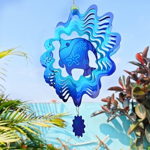 Molinillos de Viento Metálicos OEM y ODM, Molinillos de Viento de Acero Inoxidable, Adorno de Jardín, Molinillo de Viento 3D Mandala, Pez de Aguas Profundas - Product Image 3