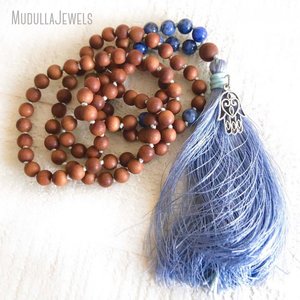 MN35049 Self Acceptance Mala Sandalwood <strong>Sodalite</strong> Mala <strong>Necklace</strong> Knotted Between Beads 108 Beads Mala - Product Image 5