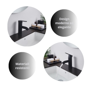 Rubinetto per Lavabo in Acciaio Inox 304 Nero, Miscelatore Monocomando per Bagno con Cartuccia in Ceramica e Design Aeratore - Product Image 4