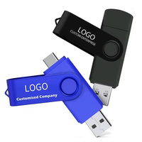 Flashdisk OTG 2 in 1 USB 256MB 512MB 1GB 2GB 4GB 128GB TYPE-C Logo Kustom Gratis Dapat Diputar Pendrive Kapasitas Asli Logo Kustom